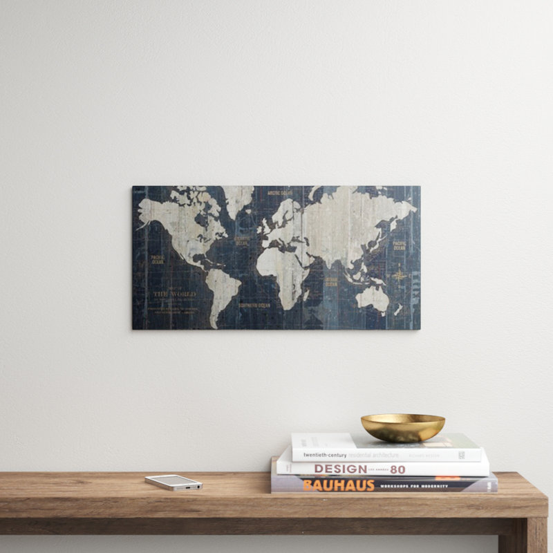 Old World Map Blue Picture Frame Print on Canvas & Reviews AllModern